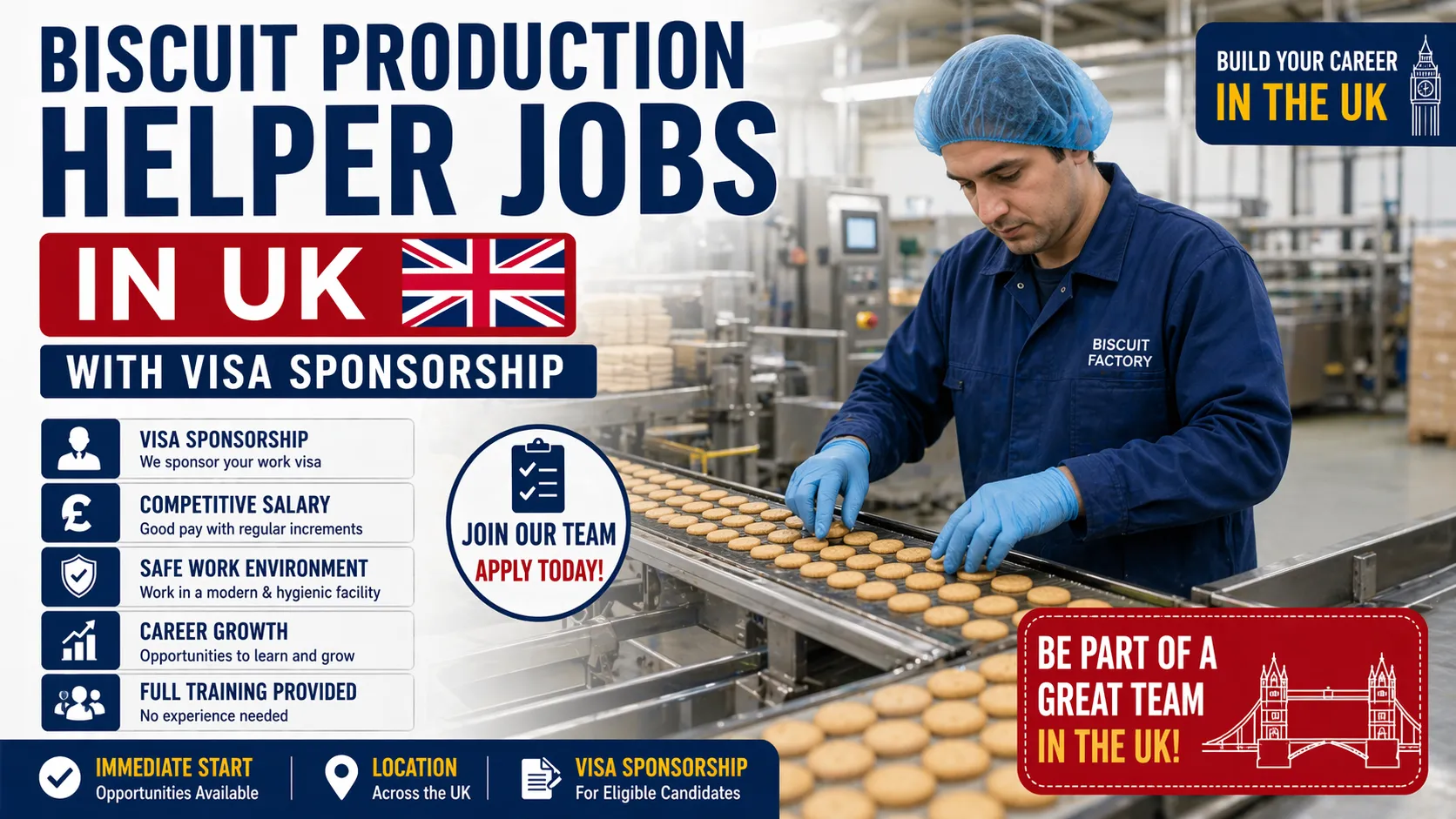 Biscuit Production Helper Jobs in UK with Visa Sponsorship