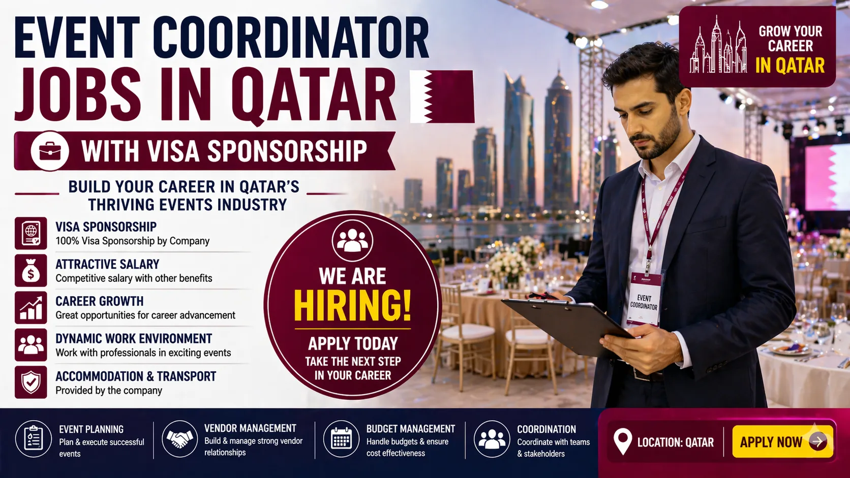 Event Coordinator Jobs in Qatar with Visa Sponsorship