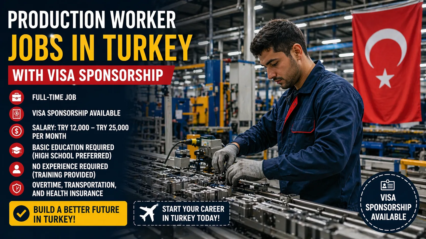 Production Worker Jobs in Turkey with Visa Sponsorship
